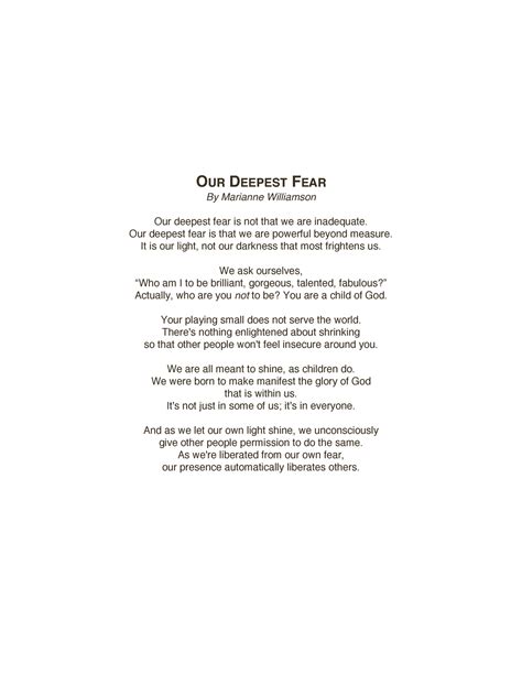 Poem Our Deepest Fear English Our Deepest Fear By Marianne