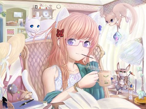 Anime Girls Glasses Original Characters Meganekko Wallpapers Hd Desktop And Mobile Backgrounds