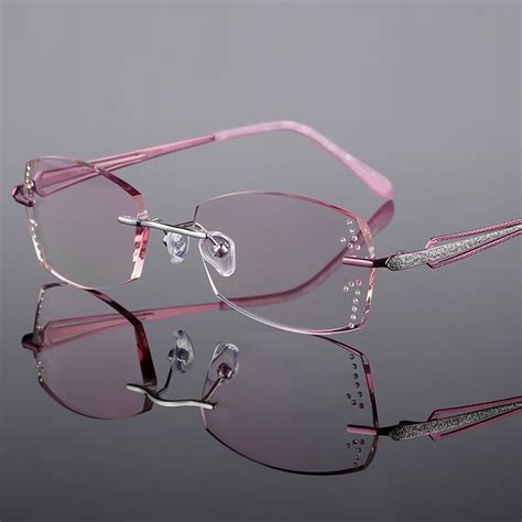 Rimless Glasses Prescription Titanium Frame Womens Optical Glasses