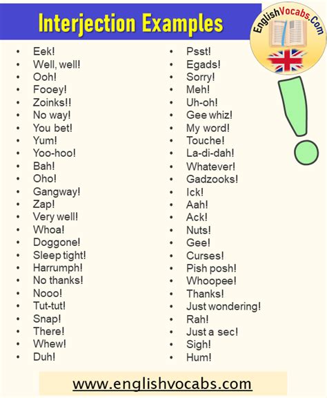 227 Interjection Examples List English Vocabs