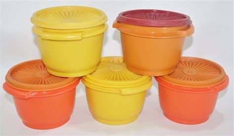 Vintage Tupperware Set Of Oz Servalier Bowls In Harvest Colors