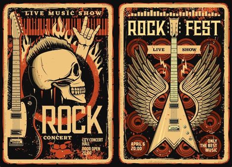 premium vector rock fest posters and flyers concert music band festival vector grunge