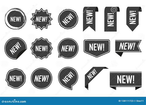 New Labels Black Isolated On White Background Vector Illustration