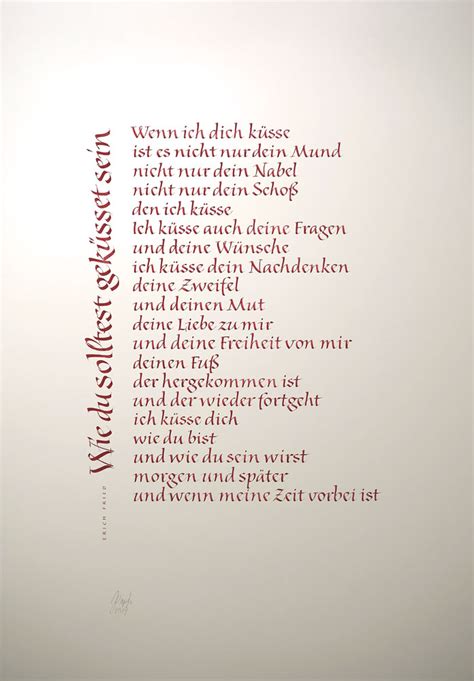 Was sie von dir verlangt? Kalligrafie Propfe Gedicht zur Hochzeit von Erich Fried ...
