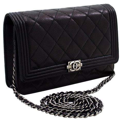Chanel Boy Caviar Black Woc Wallet On Chain Shoulder Bag Quilted