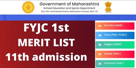 Fyjc First Merit List 2022 1st Cut Off Seat Allotment