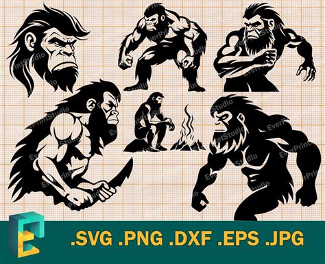 Caveman Svg Bundle Cricut And Silhouette Vector Cave People Hunters