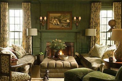 Cozy Den Living Room Green Farrow And Ball Living Room Country