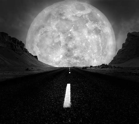 Dark Moon Light Mountain Night Road Sky Hd Wallpaper Peakpx