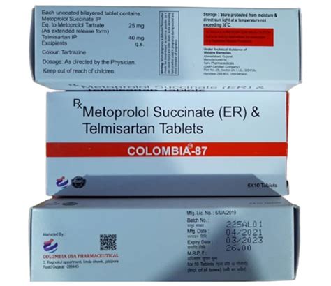 Metoprolol Succinate Telmisartan Tablets Packaging Type Box 65mg At