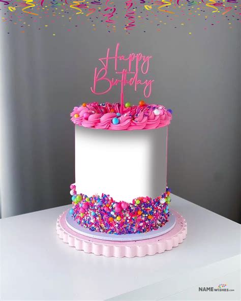 Sprinkle Buttercream Pink Birthday Cake Photo Frame