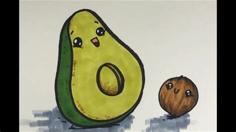How To Draw A Cute Avocado Learn To Draw Coloring Book Youtube