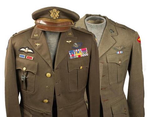 2 Us Pilots Uniforms 8th Air Force With Rare Raf 1942 Badg