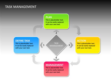 Powerpoint Slide Task Management Diagram 3d Multicolor 4 Text