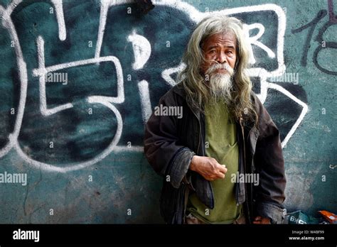 Antipolo City Philippines July 19 2019 A Senior Filipino Man With Gray Head And Facial Hair