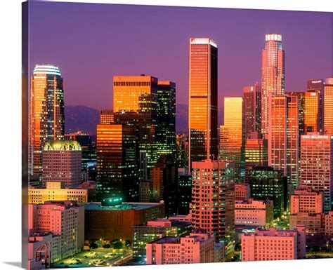 Los Angeles Skyline At Sunset Wall Art Canvas Prints Framed Prints