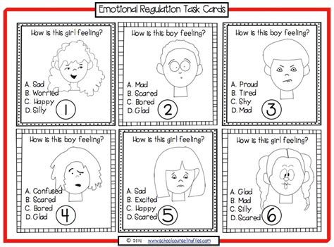Kidzone's printable preschool and kindergarten worksheets help younger kids learn their letters, numbers, shapes, colors and other basic skills. Self-Regulation : Emotional Regulation Task Cards