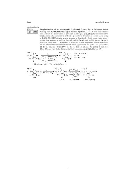 Pdf Cheminform Abstract Replacement Of An Anomeric Hydroxyl Group By