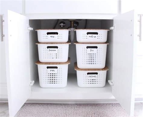 White Nordic Storage Baskets With Handles Storage Baskets Under Sink