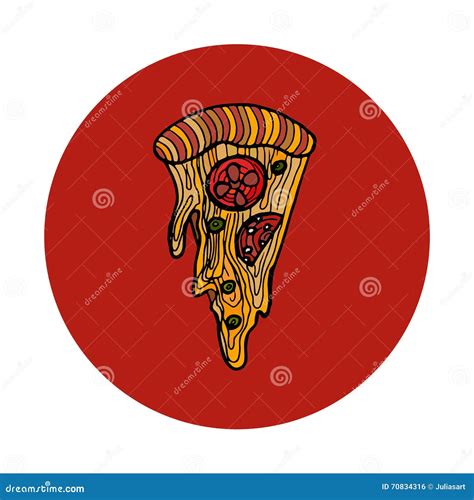 Slice Of Pepperoni Pizza Hand Drawn Vector Illustration Stock Vector