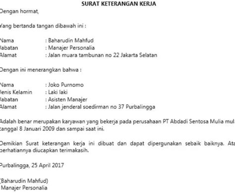 Surat Keterangan Kerja Panduan Lengkap Dan Contoh Sebaraya