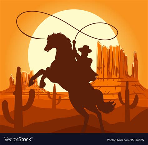 Western Cowboys Silhouette In Desert Royalty Free Vector