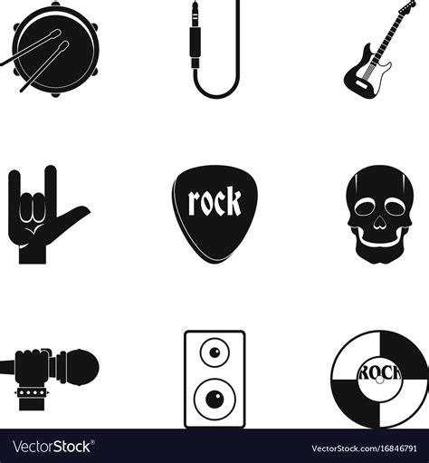 Rock Music Icon Set Simple Style Royalty Free Vector Image