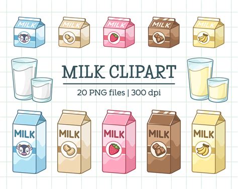 Cute Milk Clipart Glass Of Milk Clipart Milk Carton Clipart Etsy