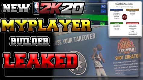 New Nba 2k20 Myplayer Builder Leaked New Takeover System Allows For