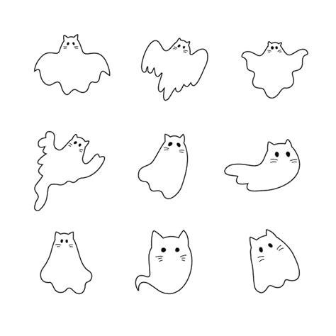Premium Vector Cute Ghost Cats Halloween Collection