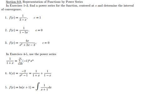 Representation Of Functions By Power Series In