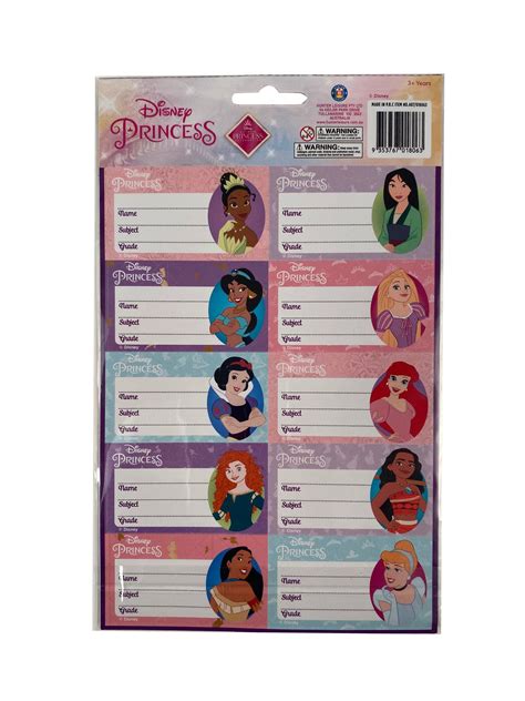 Disney Princess Book Labels 20 Pack Big W In 2022 Disney Princess