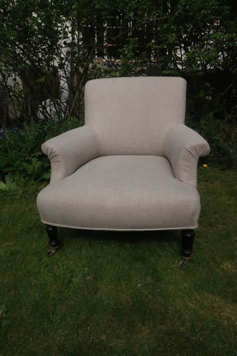 Stereotypes cotton filled cushions provide lasting comfort. Single Armchair In Grey Linen | 616983 | Sellingantiques.co.uk