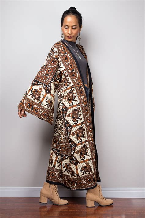 Long Sleeve Cardigan Boho Kimono Cotton Duster Vest Oriental Etsy