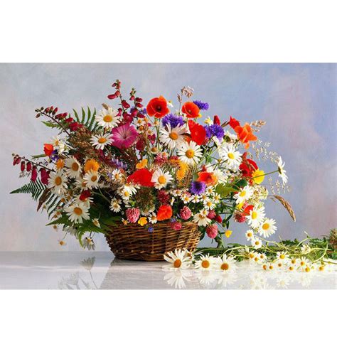 Bouquet coquelicot bleuet marguerite : Icône Mosaïque Needlework Diamant Point De Croix ...