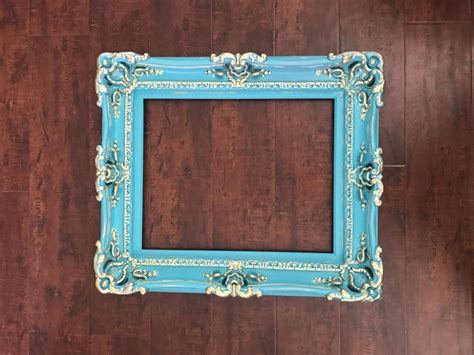 16x20 Shabby Chic Frame Baroque Mirror Turquoise Wgold Frame For