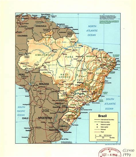 Grande Detalle Mapa Político Y Administrativo De Brasil Con Relieve