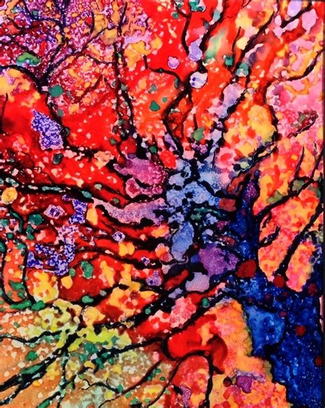 Alcohol Ink Art Abstract Autumn Tree