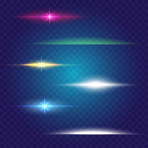 Free Vector Linear Glow Light Effect Brushes Set Abstract Energy