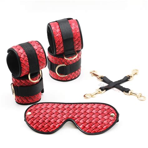 Buy Smspade 4 Pieces Lot Red Pu Bondage Kit Handcuffs