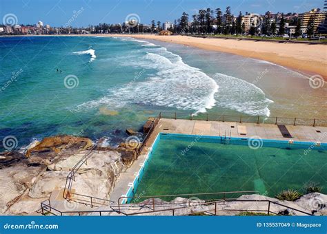 Ocean Swimming Pool With A Manly Beach View Sydney Australia Stock