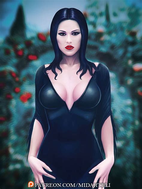 Morticia Addams Body Outfit Erotica Patreon Posters Art Prints Pin