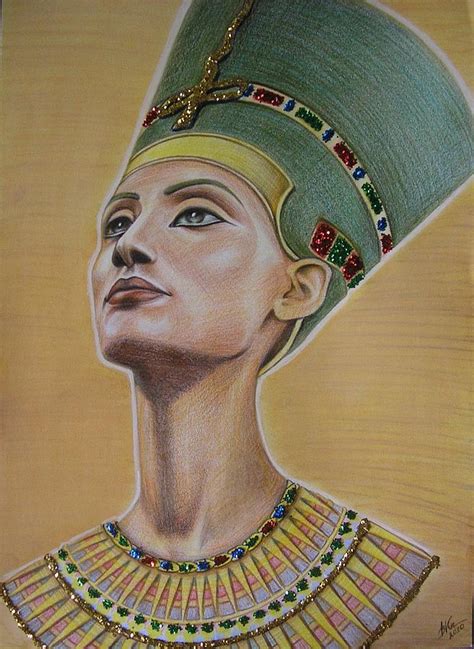 Nefertiti Drawing By Victoriya Kot Pixels
