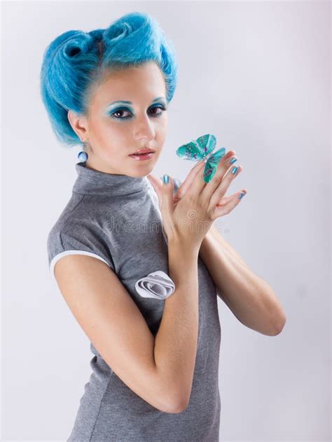 Girl With Blue Hair Stock Photo Image Of Studio Girl 27121304