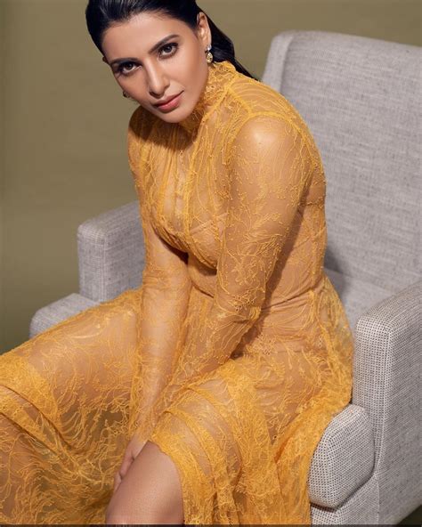 Samantha Akkineni In See Through Sexy Yellow Lace Dress At Zine Cine
