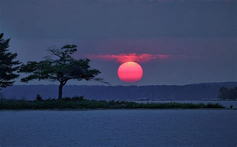 Detroit Point Hazy Sunset Photograph By Ron Wiltse Fine Art America