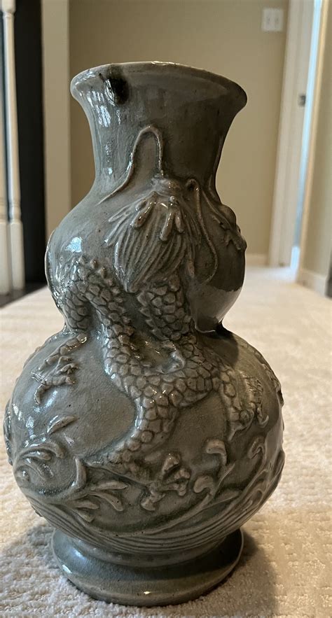 Chinese Celadon Dragon Vase
