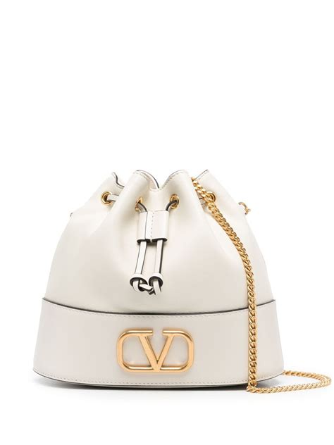 Valentino Garavani Vlogo Signature Bucket Bag In White Modesens
