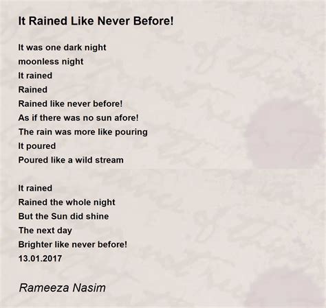 It Rained Like Never Before It Rained Like Never Before Poem By