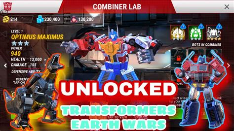 Unlocked Optimus Maximus Transformers Earth Wars Youtube